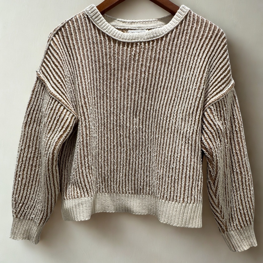 Blu Pepper Waist Length Sweater Cream Tan Size S